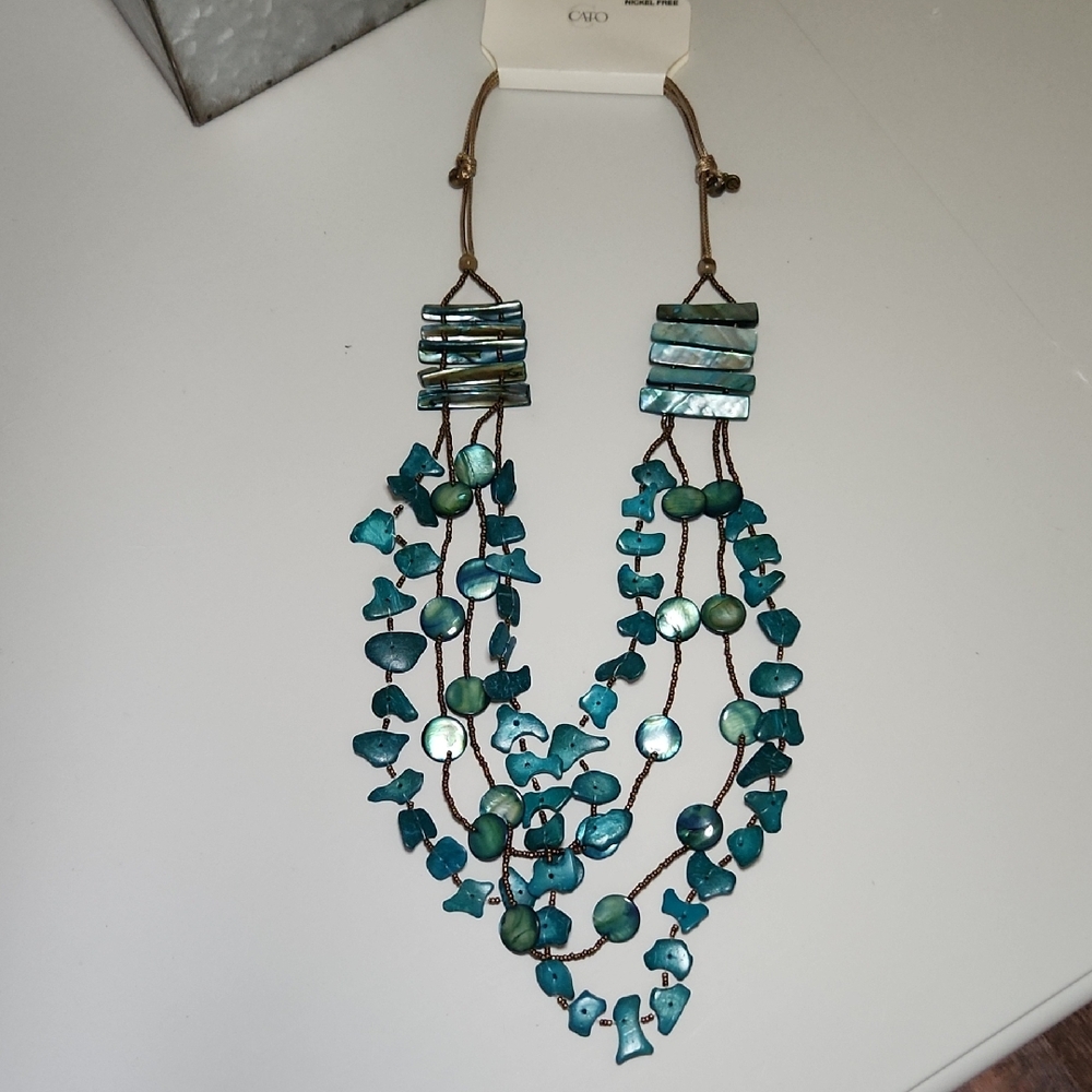 Cato Turquoise Shell Multi-Strand Adjustable Necklace NWT